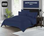 Simon Baker - 300TC 100% Egyptian Cotton Oxford Satin Stitched Duvet Cover Navy Various Sizes - Navy Super King 260 X 230CM +