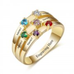 N2034 - Personalized Gold Over 925 Sterling Silver Cz Ring