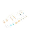 Goldair Gold Evil Eye & Sea Themed Earrings 8-PACK