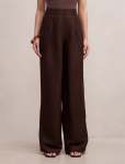 Eva Linen Wide Leg Pants - 16 Dark Chocolate