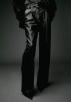 Wide Coated Trousers - Black