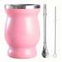8OZ Yerba Mate Cup With Bombillas Straw Cleaning Brush Stainless Steel Mug