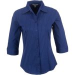 Ladies 3 4 Sleeve Manhattan Striped Shirt Blue