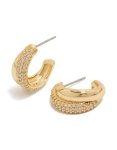Goldair Gold Plated Cubic Zirconia Pav & Plain Layered Hoop Earrings