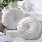 1PC Nordic Throw Pillow Round Pillow Waist Pillow For Living Room Sofa Decoration Wheels Bay Window Cushion Plain Color Pumpkin