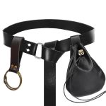 3 Pcs Halloween Renaissance Belt Pouch Coin Purse Phone Holder Skirt Hikes Medieval Viking Pirate Leather Belt Costume Sets Blac