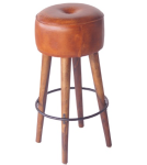 Four Corners Leather And Metal Bar Stool BS02