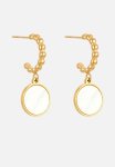 Bead Hoops And Designer Drop Earring - Gold & White