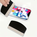 1PC Mobile Phone Film Application Tool Assists In Defoaming Exhaust Flat Plastic Scraper Cloth Application Tempered Film Soft Fi
