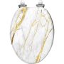 Elongated Toilet Seat White Gold Marble Luxury Wall Texture Shine Golden Line Abstract Art Resin Toilet Seat Easy To Install Qui