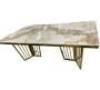 Marble-top Table With Gold Geometric Legs Dining Table