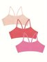 3PCS Girls Stretch Sports Bras Comfortable Soft Bralette Cami Underwear For Student Teens 6-13 Years Old