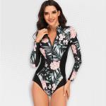 Women's Pretty Petals Long Sleeve Zip Swimwear - XL