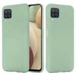 For Samsung Galaxy A12 Pure Color Liquid Silicone Shockproof Full Coverage Case Green