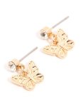 Goldair Gold Diamante Butterfly Drop Earrings