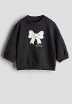 Printed Sweatshirt - Black bow