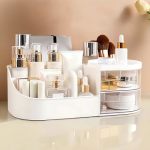 Znreuha Makeup Storage Organizer With Drawer Countertop Cosmetic Organizer For Vanity Multi-purpose Cosmetic Storage Case Organi