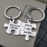 2PCS Puzzle Piece Keychain Set For Men 'you're My Person' Engraved Casual Style Perfect Gift For Couples Him & Boyfriend Anniver