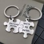 2PCS Puzzle Piece Keychain Set For Men 'you're My Person' Engraved Casual Style Perfect Gift For Couples Him & Boyfriend Anniversary Gift