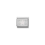 Composable Classic Link White Plate With Star In Enamel And Stones