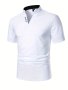 Men's Solid Band Collar Golf T-shirt Slim Fit Business Casual Short Sleeve Tennis Tees