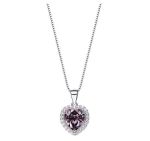 Cde 925 Sterling Silver Birthstone Heart Necklace With Swarovski Crystals - Alexandrite