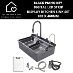 Black Piano Key Digital Display LED Smart Kitchen Sink Set - 800 X 460MM