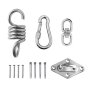 Monkeyjack Hammock Chair Ultimate Hanging Kit - Stainless Steel 500 Lb Capacity Hammock Spring Swivel Snap Hook And Ceiling Mount With 4 Screws & 4 Wall Anchors