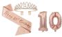 10TH Birthday Tiara Sash And Number Balloons For Girls - Rose Gold