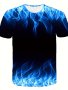 Trendy Blue Flame 3D Print Short Sleeve T-shirts For Boys - Cool Lightweight And Comfy Summer Clothes