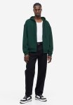Loose Fit Zip-through Hoodie - Green