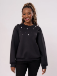 Black Studded Detail Sweatshirt - XL Black