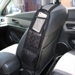 Car Seat Back Organizer With Side Pockets For Storage - Durable Polyester Fiber Hanging Bag For Phone And Accessories - Black Bl