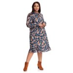 Donnay Plus Size Smart Femme Dress - Teal Paisley Print