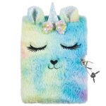 Unicorn Bear Fluffy Lockable Journal