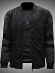 Men's Casual Full Zip Bomber Jacket Stylish Printed Blouson Jacket For Spring fall Wear