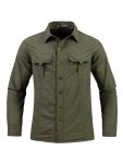Cargo Style Men's Solid Long Sleeve Button Up Shirt With Pocket Design Men's Waterproof Quick-drying Shirt For Spring Fall Outdo