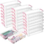Gueevin 24 Pcs Large Capacity Plastic Pencil Box Clear Plastic Pencil Case Crayon Box With Snap Tight Lid Watercolor Pen Storage