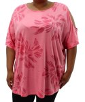Ladies Plain Burnout COLD SHOULDER - 60 Cerise