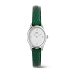 Ophelia MINI Green Lizard White Guilloch Silver Watch