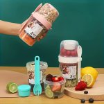 2-WAY Salad Shaker: Portable Plastic Salad Container With Fork Perfect For On-the-go Meals
