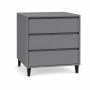 3 Drawer Bedside Table Nightstand Cabinet Pedestal - Stone Beige