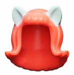 Parts Minifigure Hair Female Mid-length Flipped Ends Short Bangs With Light Aqua Cat Ears Pattern 20592PB03 - Coral