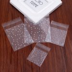 100PCS Polka Dot Plastic Self-adhesive Treat Bags Semi-transparent Goodie Bags For Wedding Birthday Party Favors Cookies Chocola