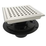 Webang 6 Inch Square Shower Floor Drain With Flange Quadrato Pattern Grate Removable Food-grade Sus 304 Stainless Steel Watermar