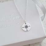 Cassie 925 Sterling Silver Compass Necklace Size: Dainty 10MM On 45CM Chain