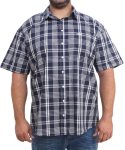 Mens Short Sleeve Check Shirt - 10XL Navy wht