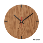 Mika Wall Clock In Oak - 300MM Dia Natural Bold Red Second Hand