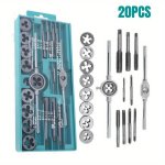 12 20 Pcs Metric Screw Tap And Die Set M3-M12 Hand Threading Tools With Straight Taper Taps Alloy Steel Precision Machining Kit