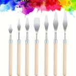 7PCS Stainless Steel Palette Knife Set With Wooden Handles - Versatile Painting Tools For Oil & Acrylic Canvas Art Easy Clean